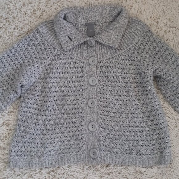 Ann Taylor Women’s L Gray Wool Angora Cashmere Blend Shawl Collar Knit Cardigan - Picture 2 of 7